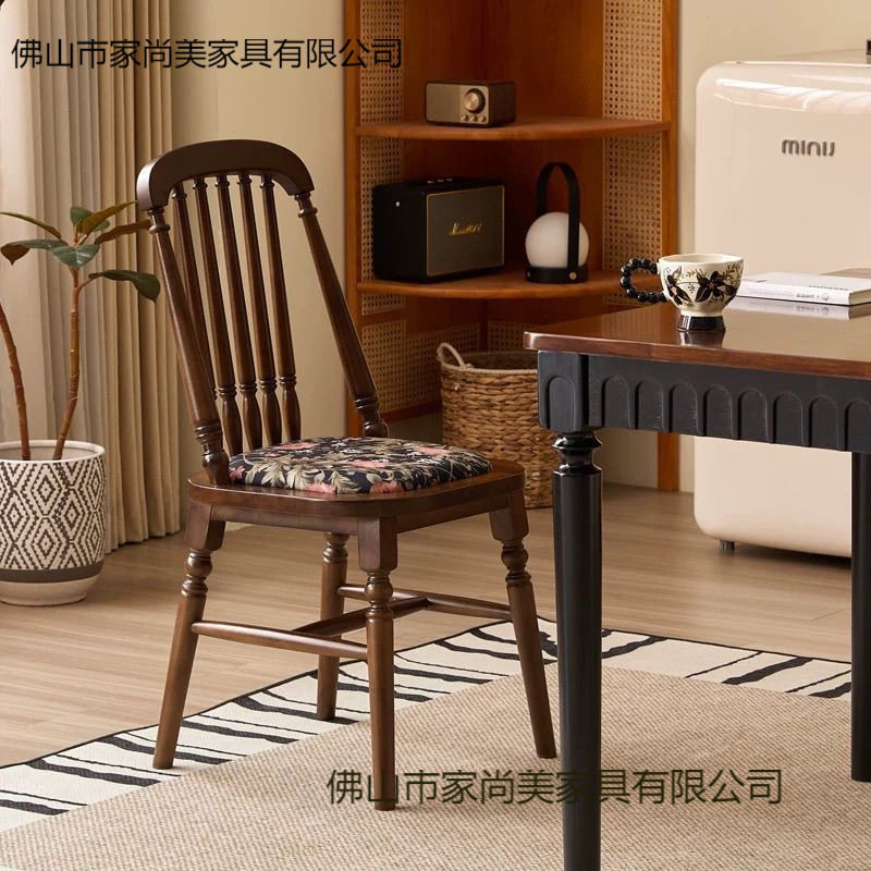 中古法式实木胡桃软包靠背家具