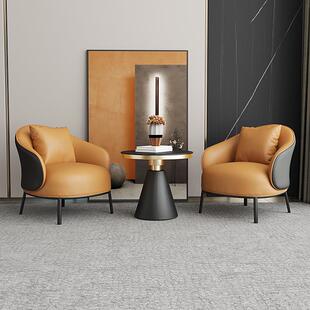 意式客厅单人沙发椅简约办公室接待区休闲沙发售楼部展厅会客沙发