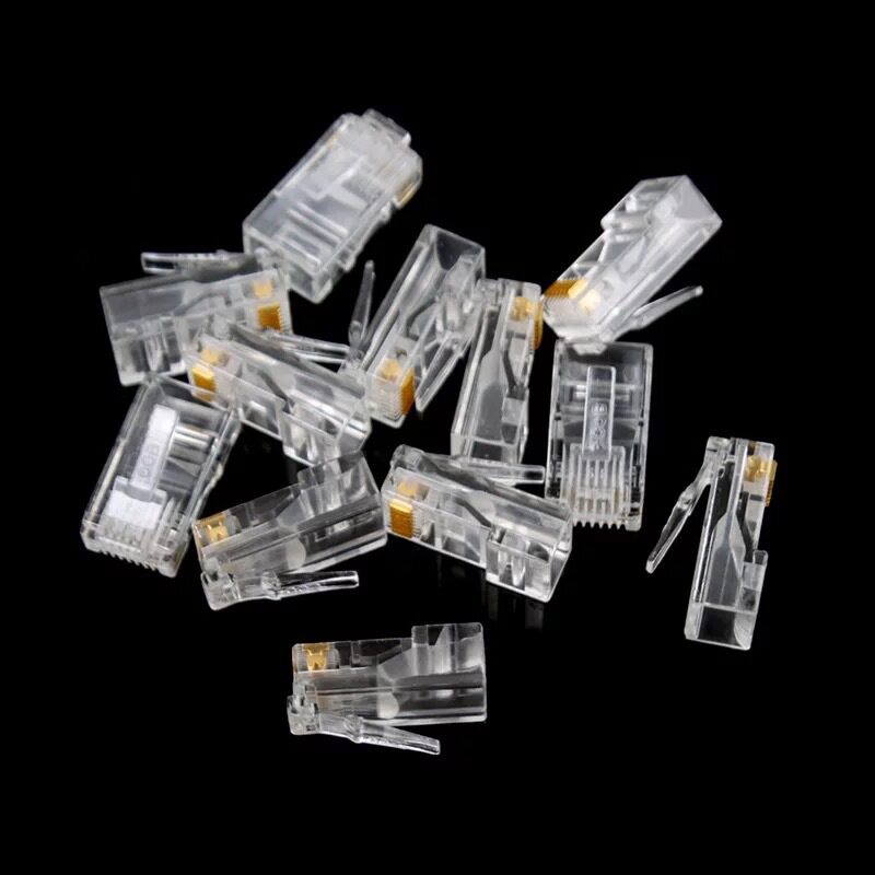 RJ45 8P8C CAT5E 全新铜网络超五类水晶头0.35厚三叉小铜片1000个