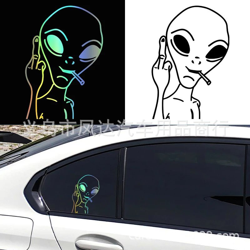 跨境有趣的外星人个性不明飞行物汽车贴纸乙烯基贴花装饰