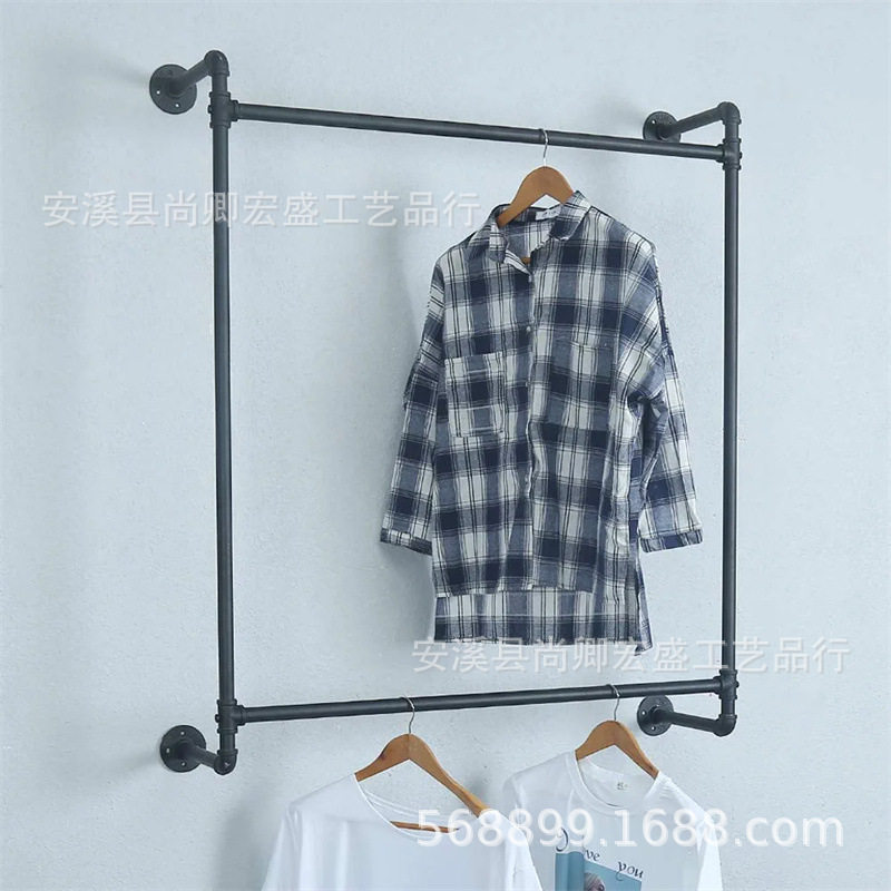 塘沽工业管衣架挂墙,零售展示架衣架,金属挂衣架,铁衣杆