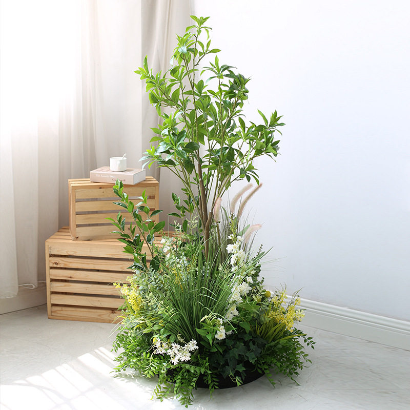 室内仿真绿植景观植物套装墙角楼梯大型摆件造景商业橱窗布置花草