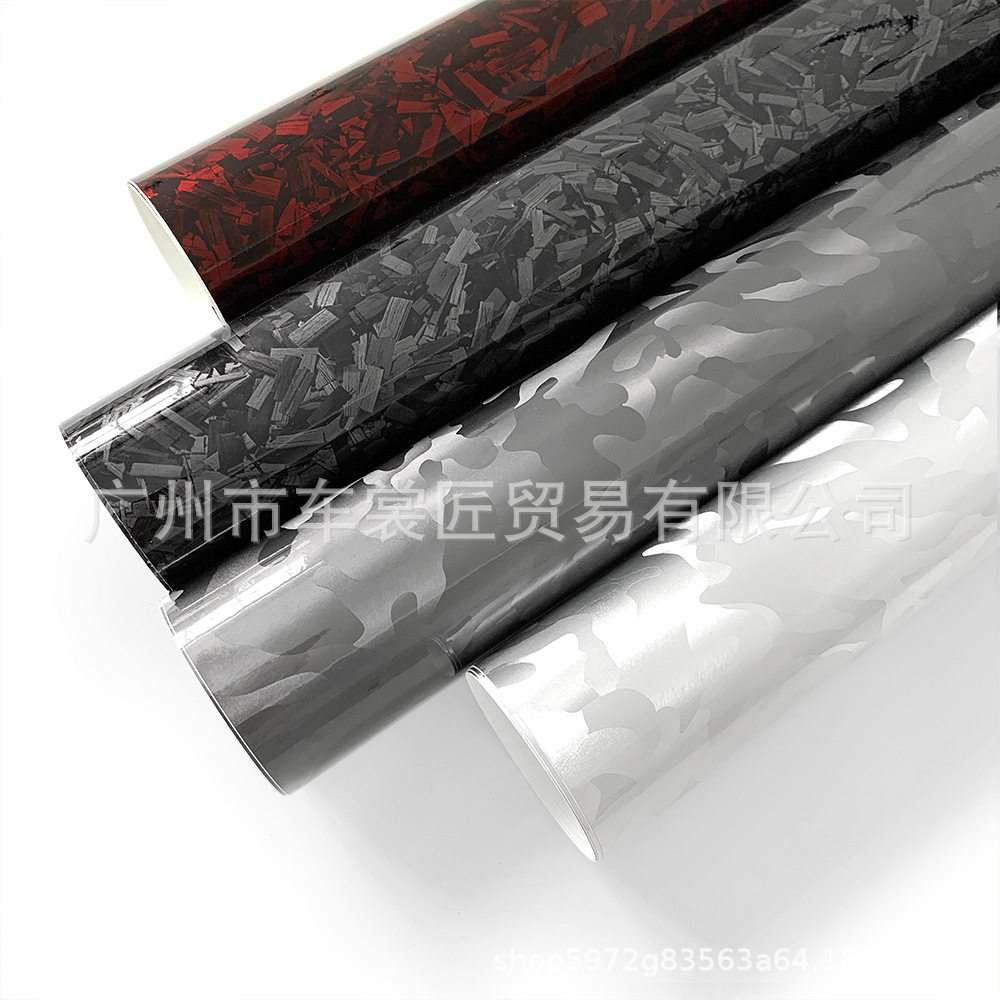 跨境整卷分切 PET超亮金属锻造花碳贴膜幽灵黑汽车内外饰改色膜