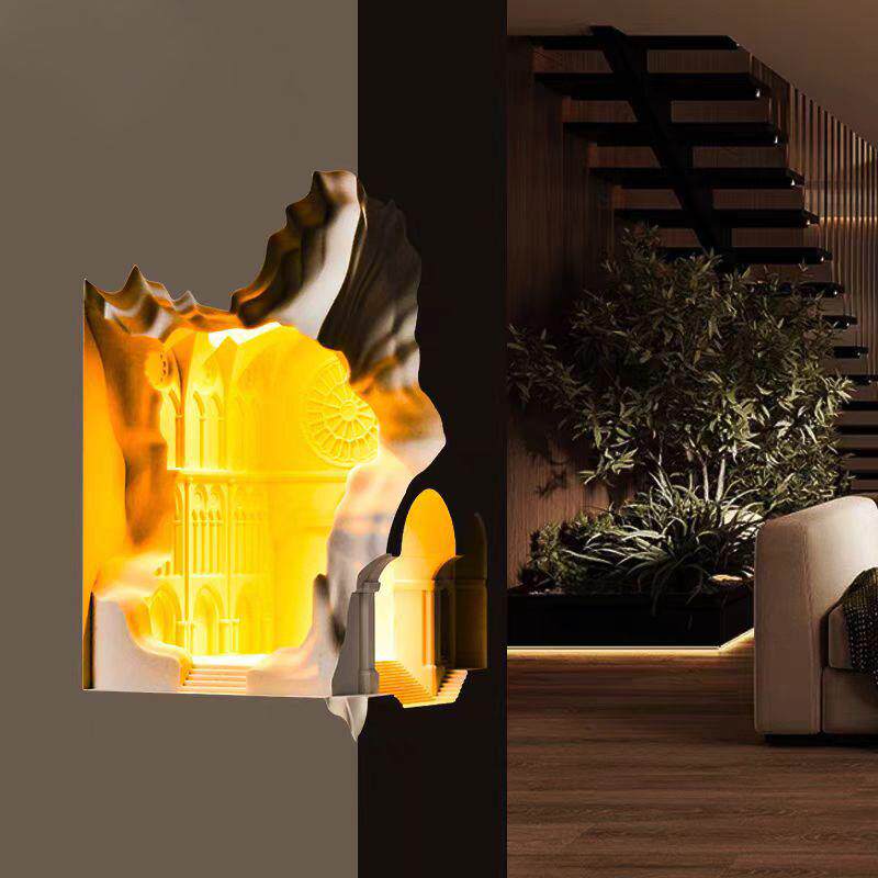 瓦豆非完全对称转角石膏灯简约现代个性酒吧客厅柱角灯墙角壁灯