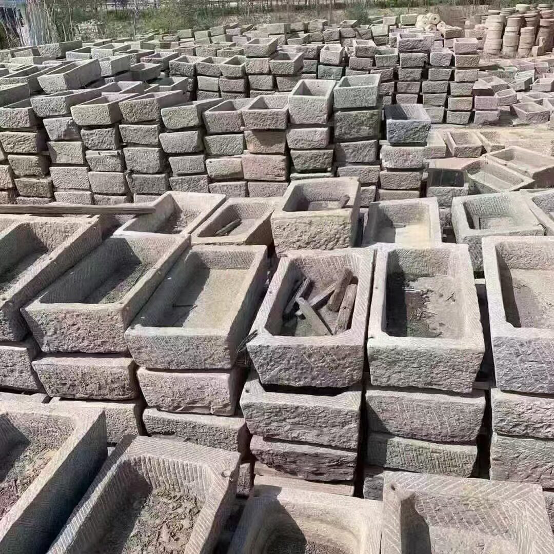 老旧石槽鱼缸养鱼石头花盆种花庭院小石槽流水组合民间猪槽牛槽