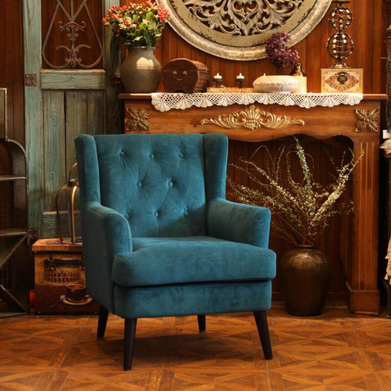 北欧布艺单人沙发轻奢懒人简约现代阳台办公卧室客厅美式休T&