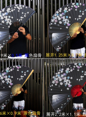 日式超大挂扇和风民宿客厅背景墙挂装饰折扇日式折扇子富士山樱花