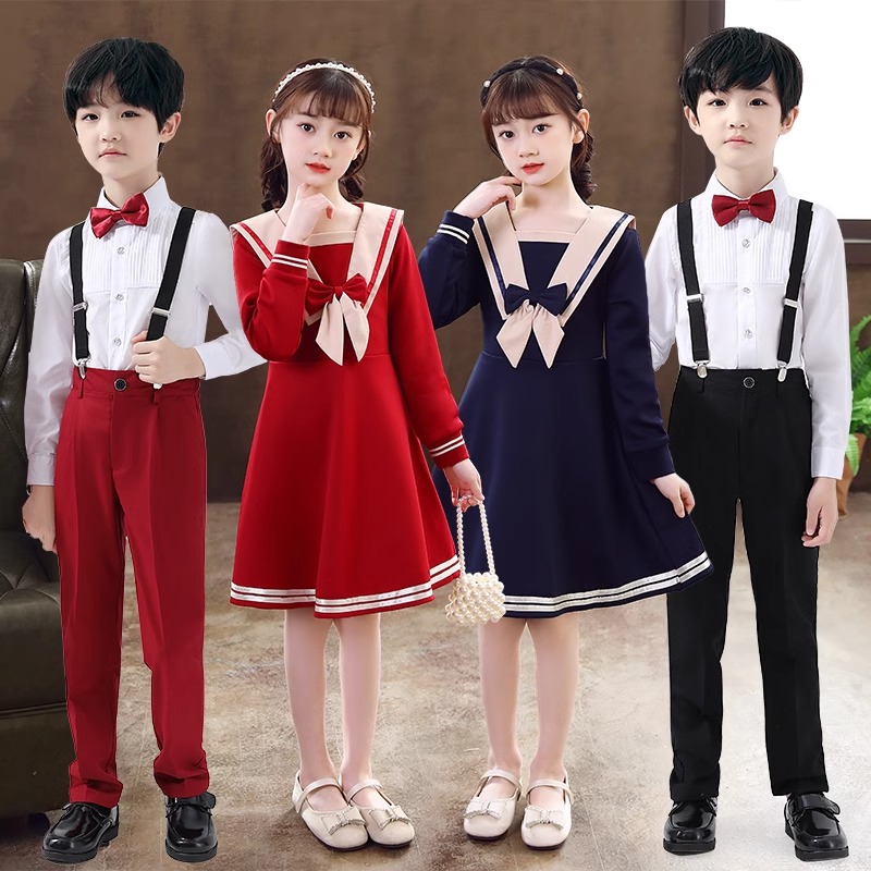 儿童主持人礼服女童钢琴演奏表演服男生小学生诗歌朗诵比赛演出服