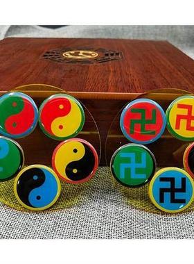 五行太极盘单双面江氏掌中宝.CM双面五行太极八卦万字福补角盘