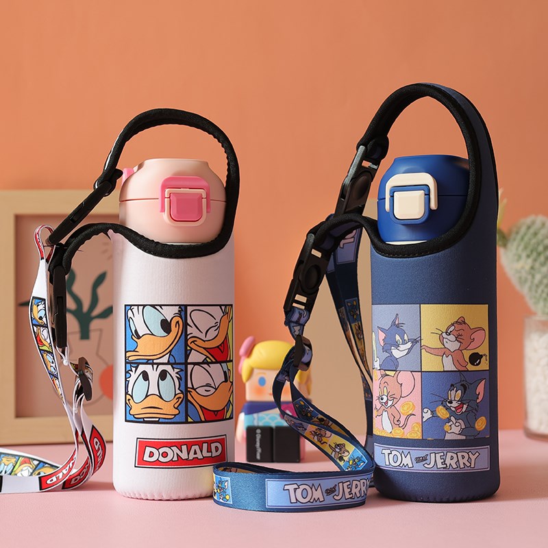 适用富光阿蒙400ML保温杯保护套儿童上学水杯R斜挎手提两用保护袋
