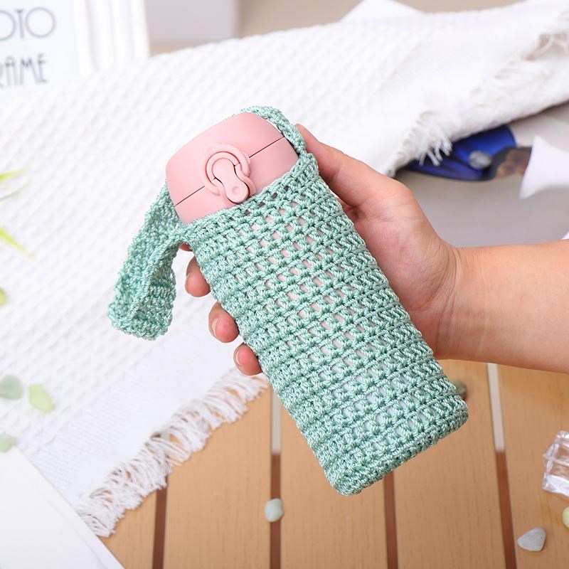 杯套手工钩织防烫保温杯o茶杯水杯保护套手提背带300-400ml水杯套