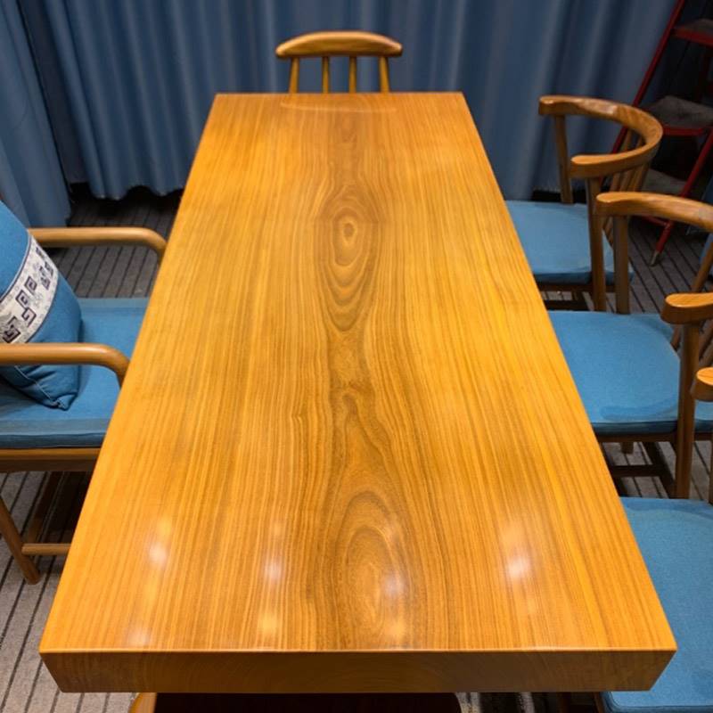 非洲缅甸金丝柚木实木大板茶桌黄花梨茶板茶台原木家具老板办公桌