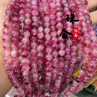 2025新品天然A级双色玫红玉髓圆珠手链散珠高端女士装饰配件