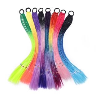 脏辫马尾假发彩色小辫子发圈甜酷麻花辫拳击辫三股辫个性头绳发饰