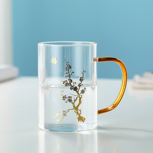 玻璃水杯 创意玻璃杯高硼硅防爆 家用茶杯 加厚耐高温杯子套装