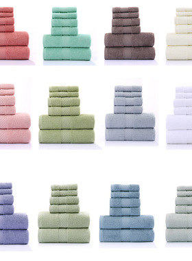 Pure cotton towels 3pcs bath towel washcloth棉浴巾毛巾三件套