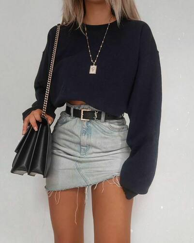 Autumn Fashion Women's Long Sleeve Crop Top T-Shirts Cas