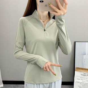 春夏户外宽松运动kt恤女瑜伽服晨跑速干衣透气跑步健身长袖快干衣