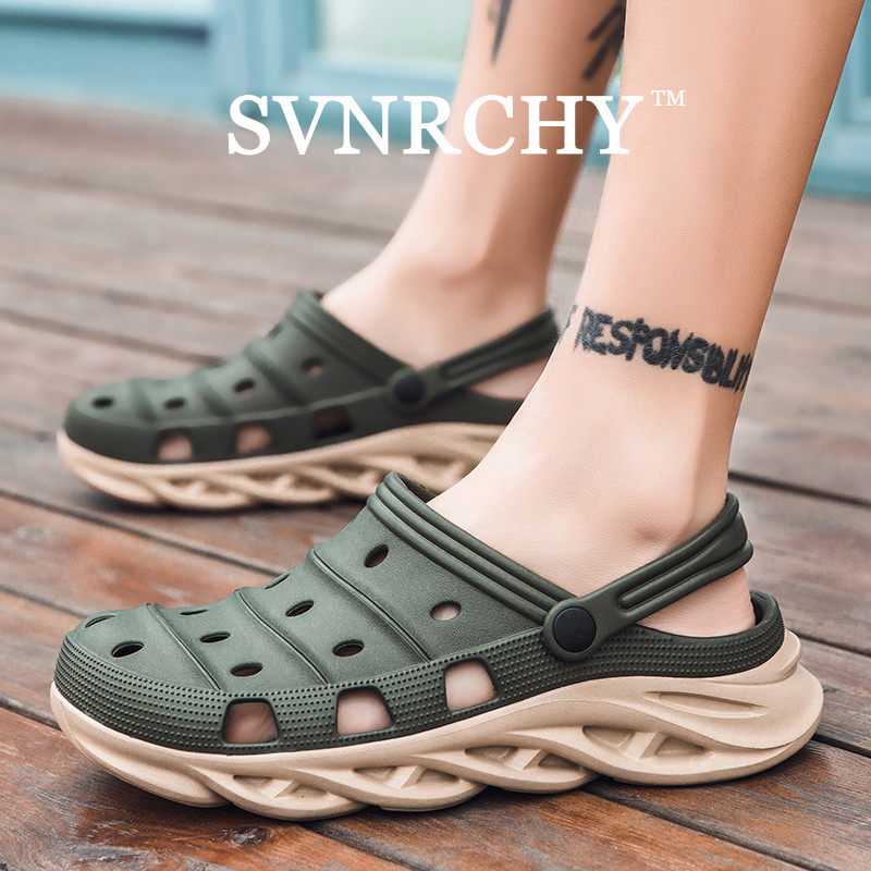 洞洞鞋男款202j3新款夏季沙滩户外穿防滑厚底两穿凉鞋包头半拖鞋,流行男鞋,洞洞鞋,淘宝优惠券,粉丝福利购,淘宝优惠卷