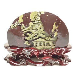 宁夏贺兰石砚台收藏品贺兰砚天然原石手工雕刻摆件工艺品文房四宝