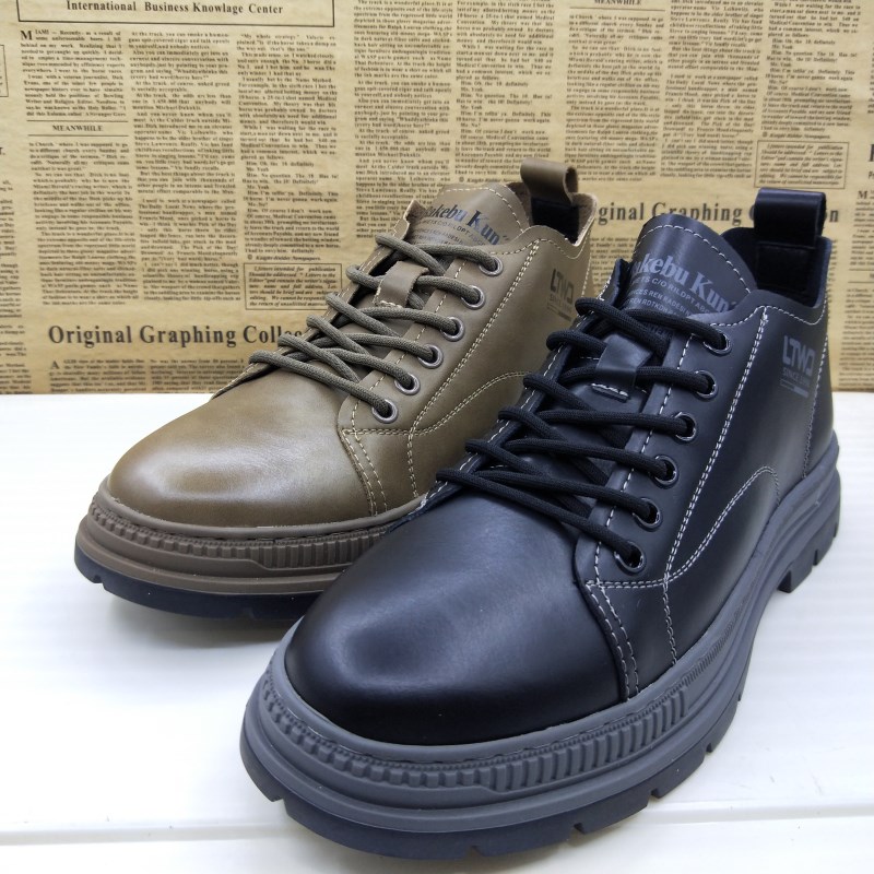 撤柜真皮头层牛皮软底手工上线高帮休闲板鞋防滑透气圆头百搭男鞋