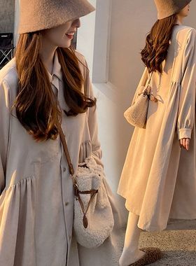 网红孕妇装春装连衣裙时尚韩版长袖上衣春秋季大码过膝仙女长裙子
