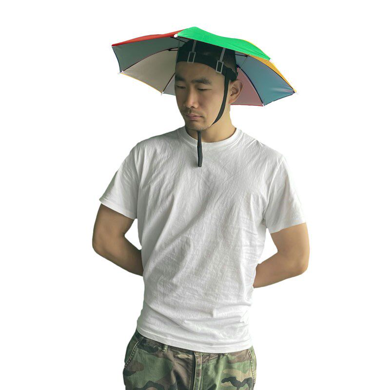 小号头戴式伞帽遮阳雨防风防晒钓鱼少儿斗笠头P顶黑胶大号懒人伞