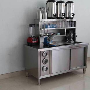 水吧操作台不锈钢置物架定制，奶茶店工作台架子层架奶茶架子定做