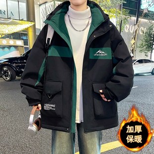 冬季青少年羽绒棉服男孩13初中学生棉衣外套15岁大童冬装加厚棉袄