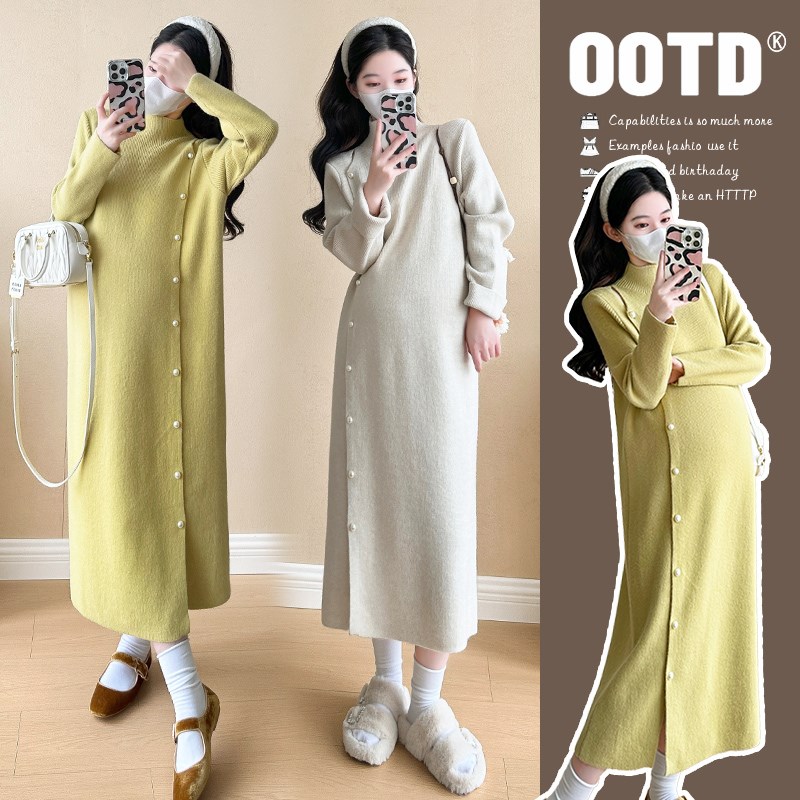 孕妇装秋装2024新款秋冬装连衣裙慵懒风高级感甜美长裙子时尚套装