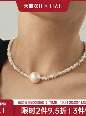 高级感小众碎银子棉花珍珠项炼女时尚个性气质锁骨链百搭项圈颈炼