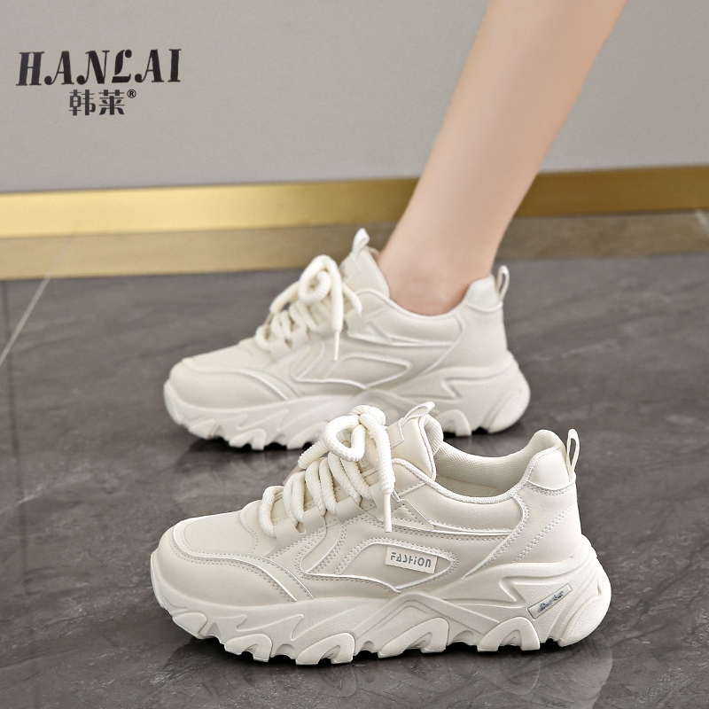 黑色运动鞋厚底老爹鞋女增高大底小个子显腿长轻便软底舒适旅游鞋