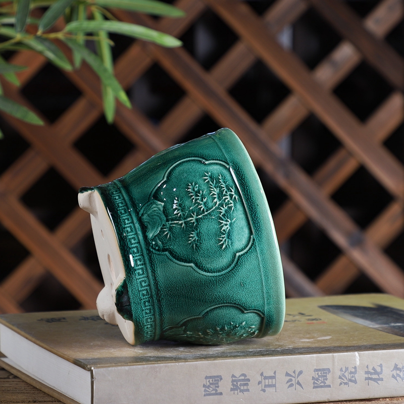 Z51#四友兰盆q张治成款高档手工釉盆 精品盆景绿植花盆