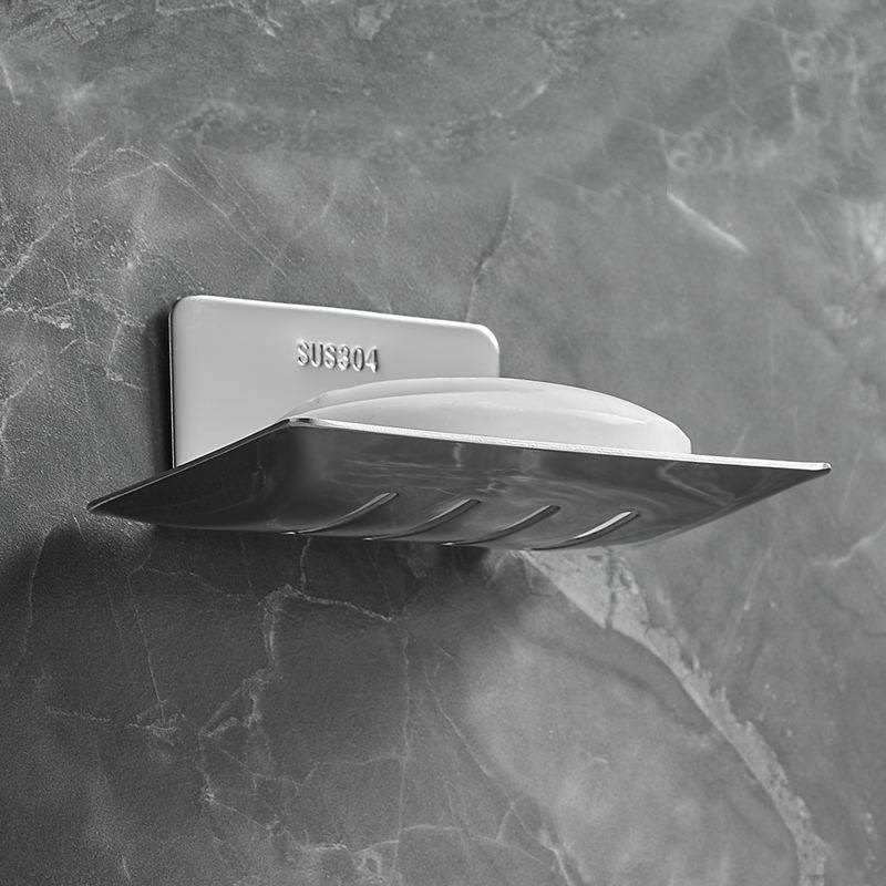浴室肥皂盒免打孔壁挂式创意沥水304不锈钢香皂碟化妆室置物架