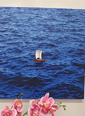 一帆风顺现代简约玄关过s道走廊装饰画蓝色大海餐厅高级感肌理挂