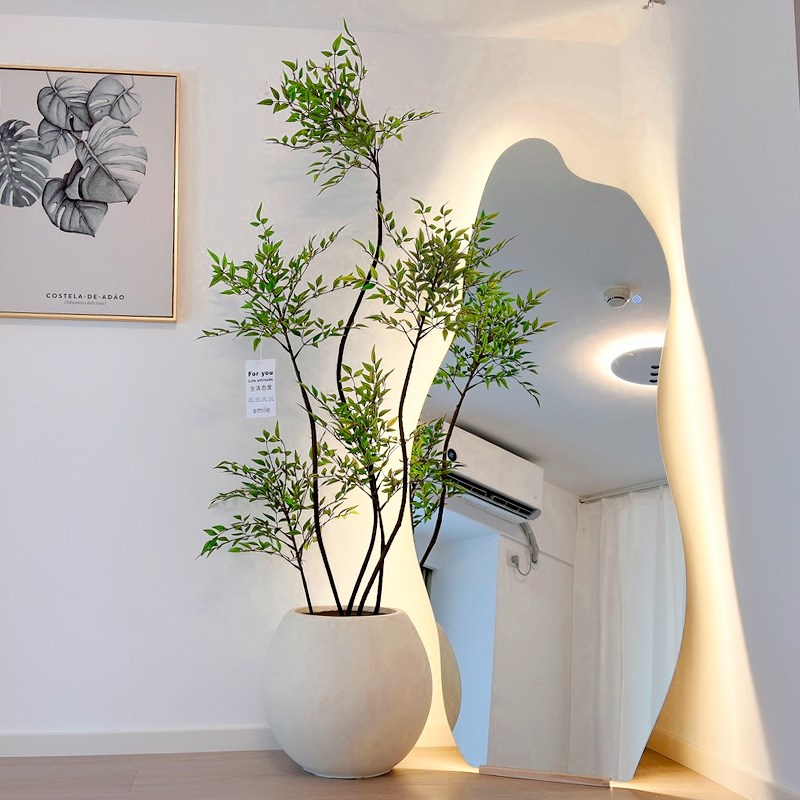 南天竹仿真绿植高端轻奢室内客厅电视柜落地摆件仿生植物盆栽假树