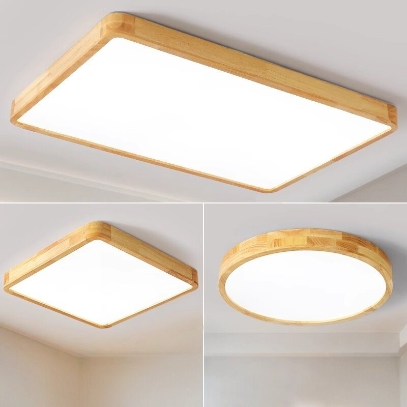 实木LED吸顶灯简约现代原木客厅主卧室餐I厅房间阳台2025新款灯具