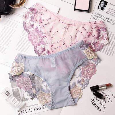 Women Underwear lace panties transparent briefs lingerie内裤