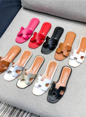 2023欧美新款超纤经典平底凉鞋女拖鞋FlatSandals Slippers Women