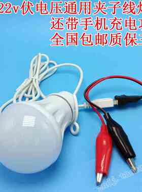 6v7v8v9v10v12v16v18v22v宽电压电瓶夹子灯泡LED节能灯太阳能球泡