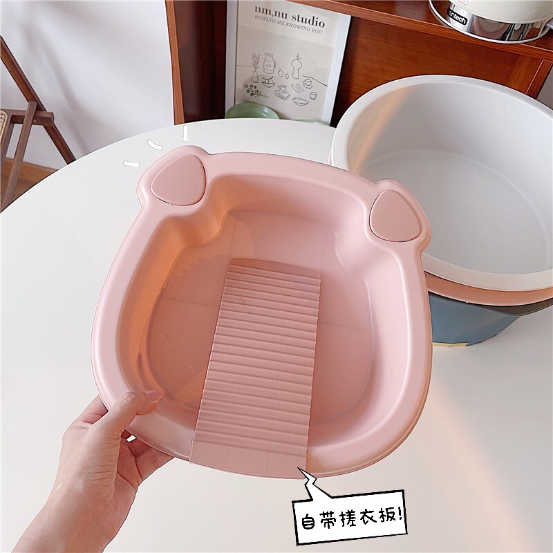 *漂亮的小姨妈*可爱猫耳朵脸盆学生宿舍神器搓衣板塑料大号搓衣盆