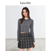 女设计感韩系毛衣开衫 骄阳似我赵今麦同款 灰色木耳边针织衫 短上衣