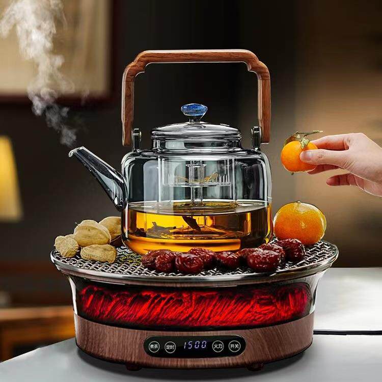 围炉煮茶器电陶炉家用电茶炉养生壶烤炉室内新款多功能触屏烤火炉
