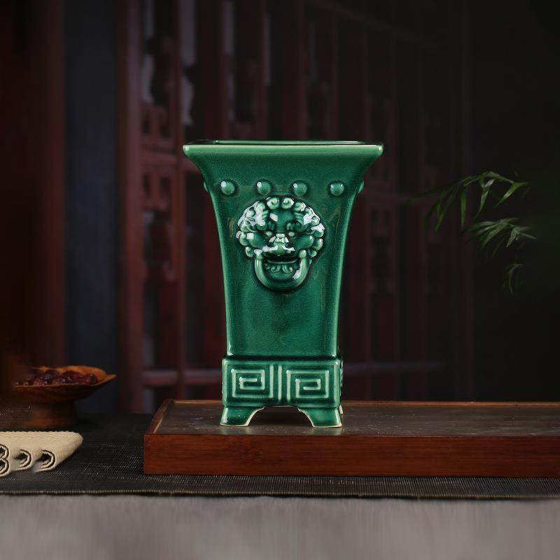 鼓丁兽头兰花盆精致花盆矮牵牛适宜居家阳台摆件紫砂可YLH03