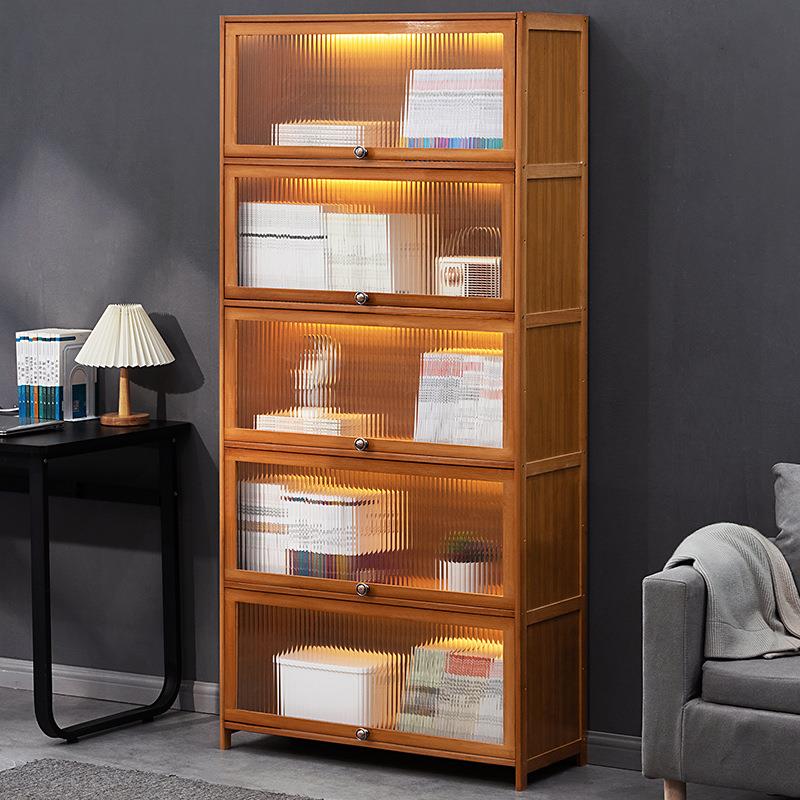 书架书柜置物架带柜门储物柜一体格子柜展示柜落地多层客厅置物柜