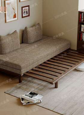 司朴可一体两用型沙发床小户型中古风客厅可拆洗不倒翁布艺沙发