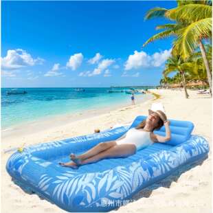 水上PVC充气枫叶浮床陆地充气浮床垫喷水美黑床垫日光浴浮排