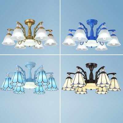 美式简约房间吊灯地中海卧室灯餐厅饭厅书房灯复式楼led吸顶灯具