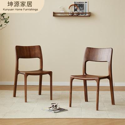 乌金木餐椅家用全实木椅子北美黑胡桃木榫卯书桌椅休闲靠背白蜡木