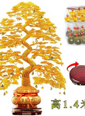 成品中式树发财树铜线铝线纯手工编织乔迁开业摇钱树摆件